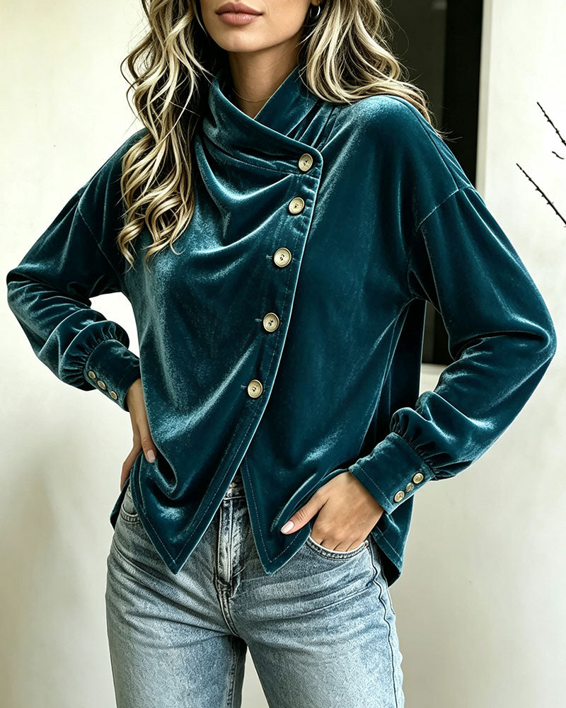Blus Polokrage Slits Kors Knapp