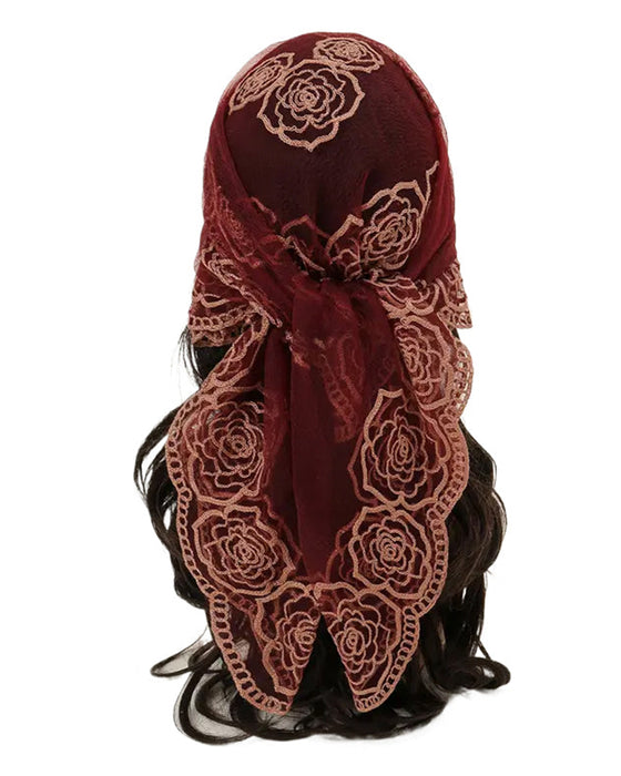 Blommig Nätmaskor Scallop Design Bandana