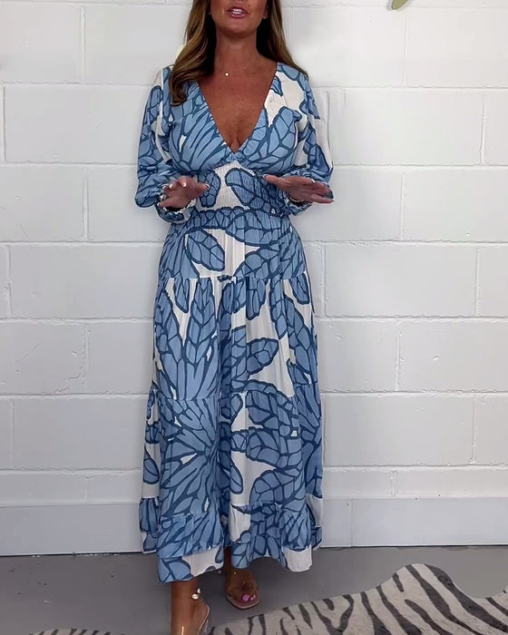 Lång klänning med V-ringad midja för kvinnor