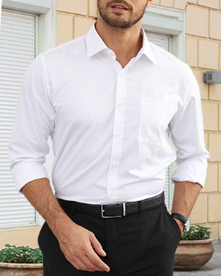 Herrlångärmad Skjorta I Enfärgad Färg