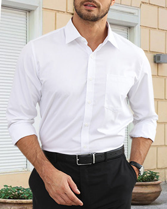 Herrlångärmad Skjorta I Enfärgad Färg