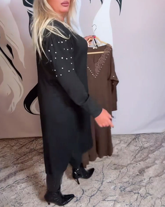 Klänning Spets V-Ringning Modig