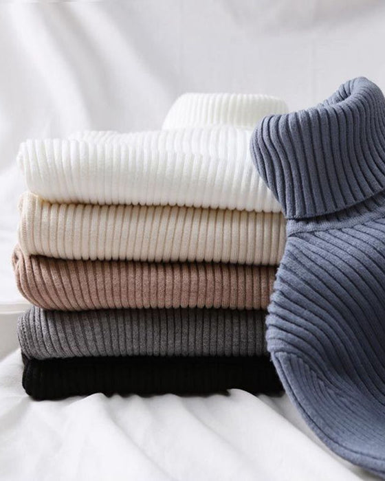 Högkragad Stickad Tröja Som Baslager