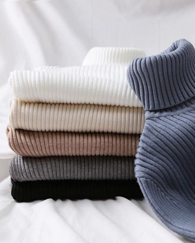 Högkragad Stickad Tröja Som Baslager