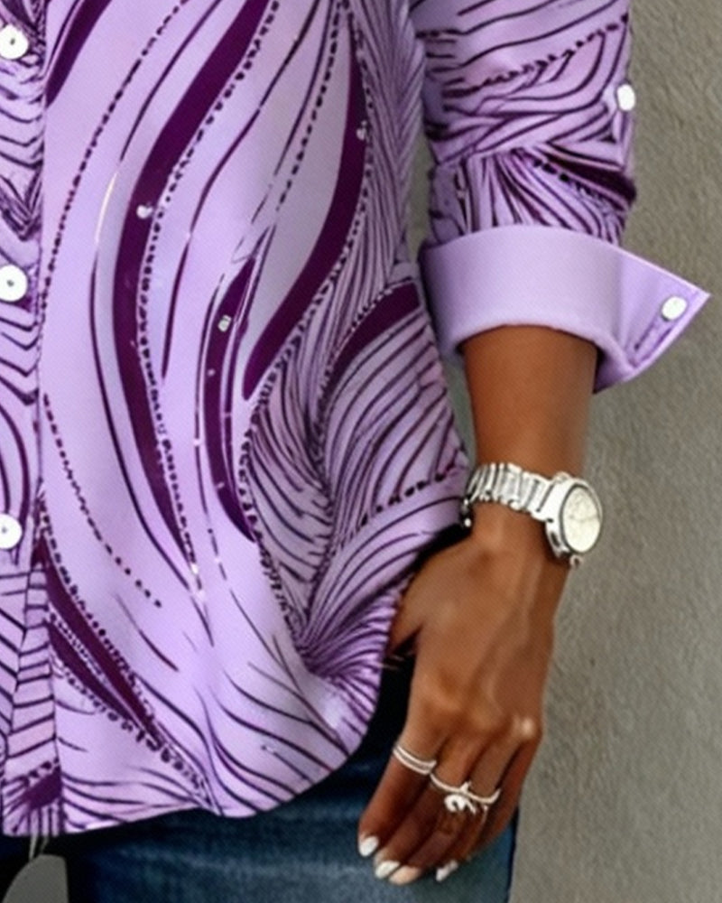 Linne Med Långa Ärmar Och Tryck