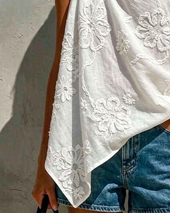 Blus Tredimensionell Blomma Enaxlad