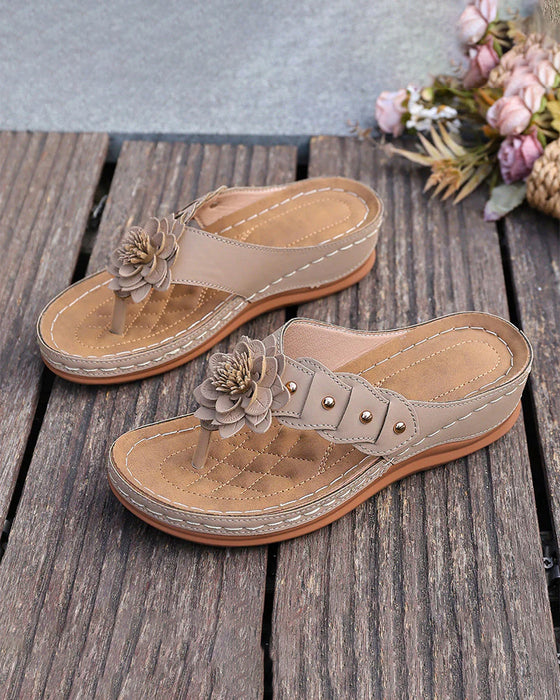 Sandaler För Kvinnor Med Blommönster Och Fotvalvsstöd