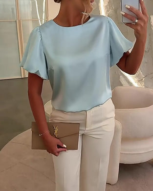 Blusar Satin Kortärmad Drapé