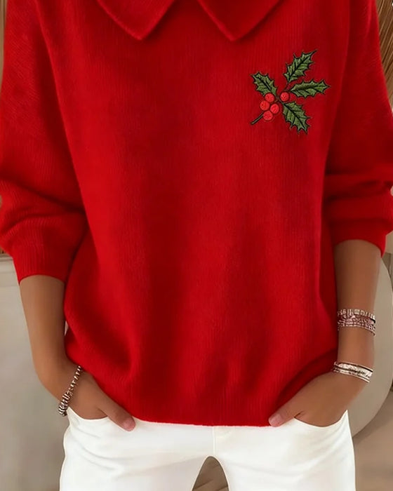 Pullover Med Peter Pan-Krage Och Jacquardmönster