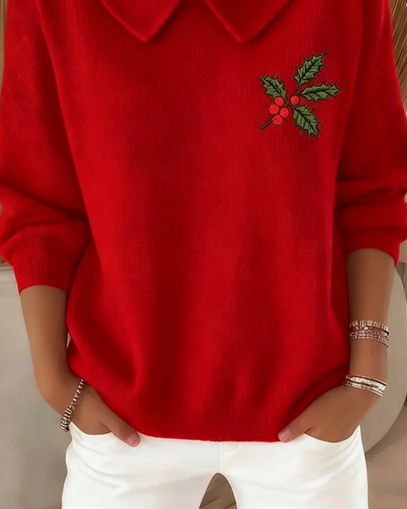 Pullover Med Peter Pan-Krage Och Jacquardmönster