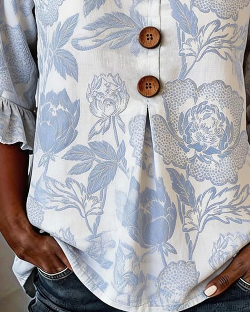 Blus Tryckt Volang Mudd