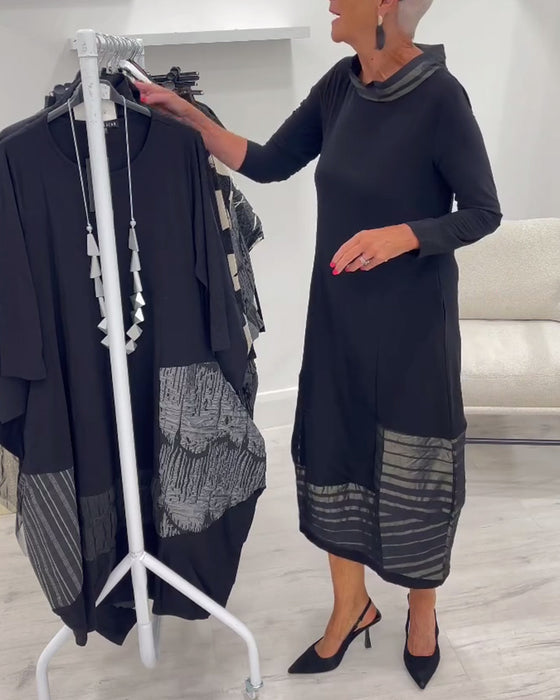 Modernt Enfärgat Klänning Med Sömskarvning