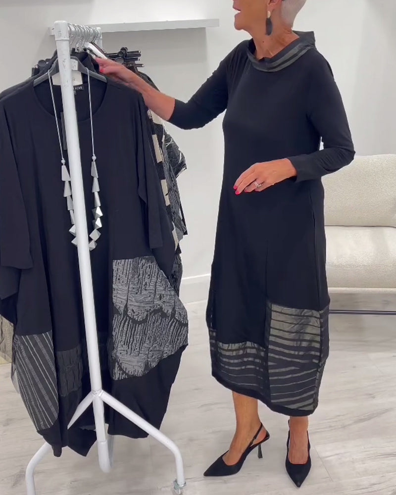 Modernt Enfärgat Klänning Med Sömskarvning