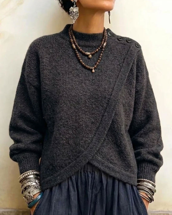 Tröja Turtleneck Kors Knappad