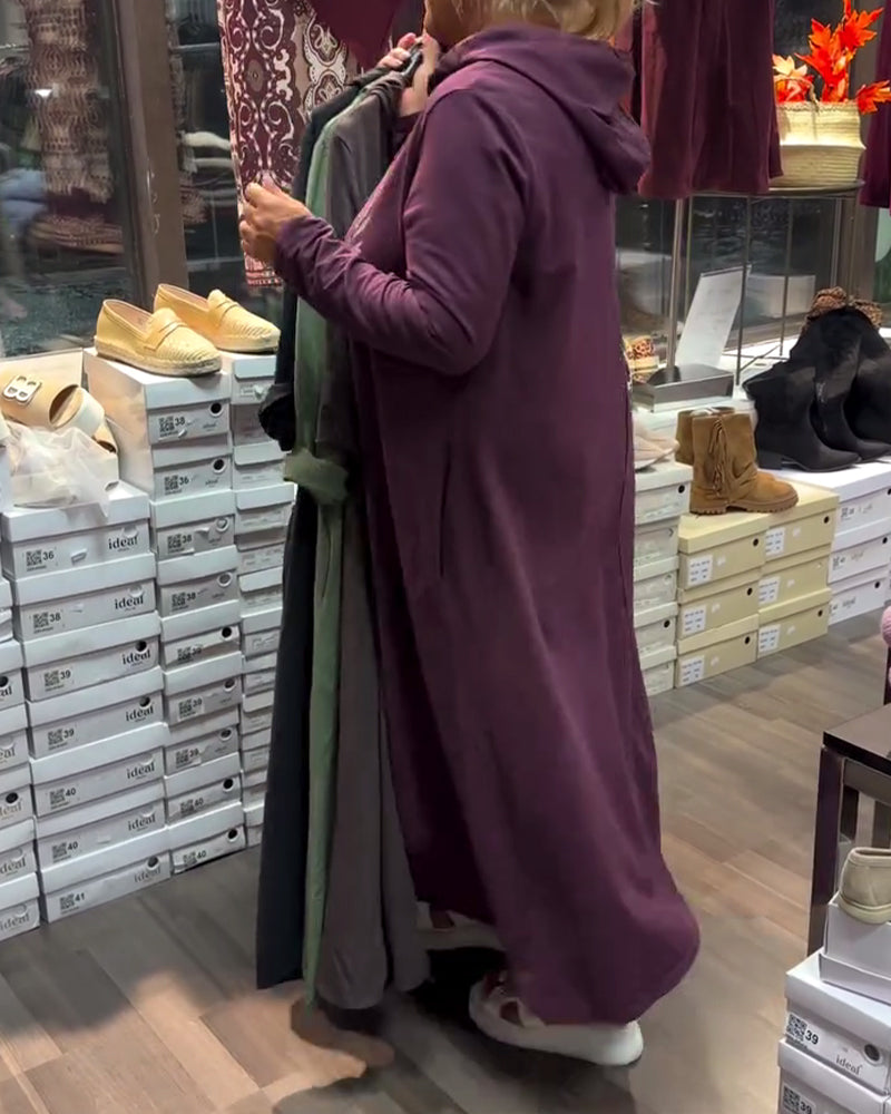 Klänning Med Huva Tryckt Sweatshirt