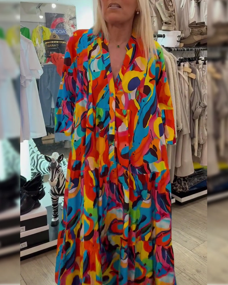 Klänning Abstrakt Graffiti Lång