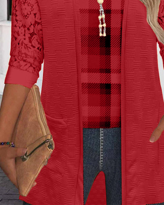 Topp Med Faux Tvådelad Rutig Design