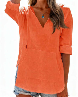 Blusar Strandoverdrag V-Ringning Hoodie