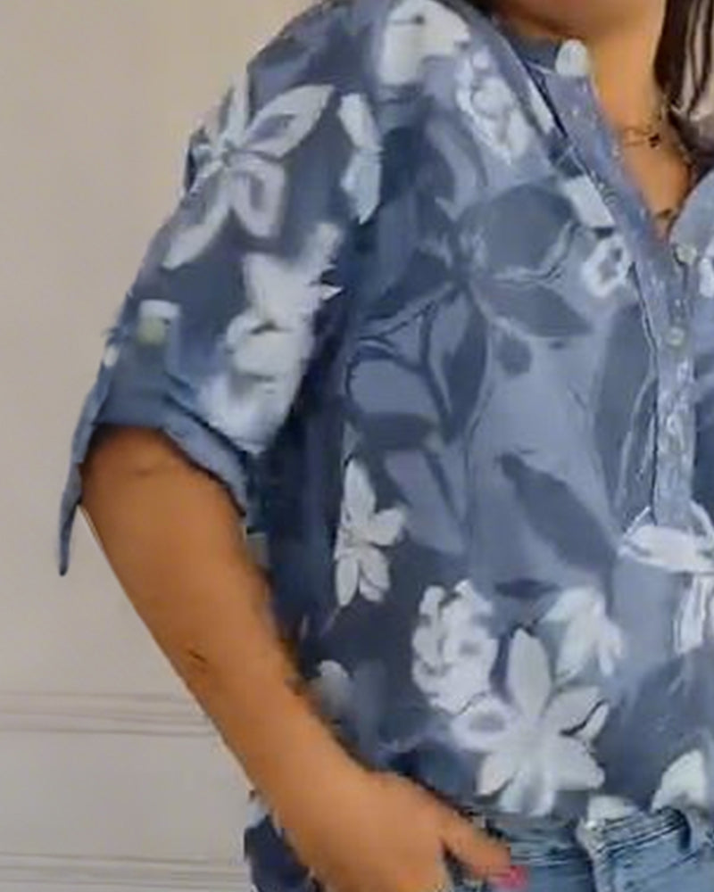 Blus Knappningskrage Paljett Färgblockad