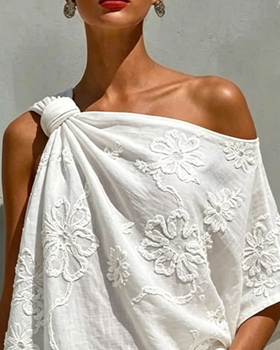 Blus Tredimensionell Blomma Enaxlad
