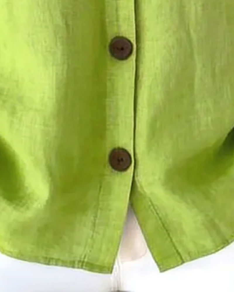 Skjorta Bomull Lin Krage Kort Ärm