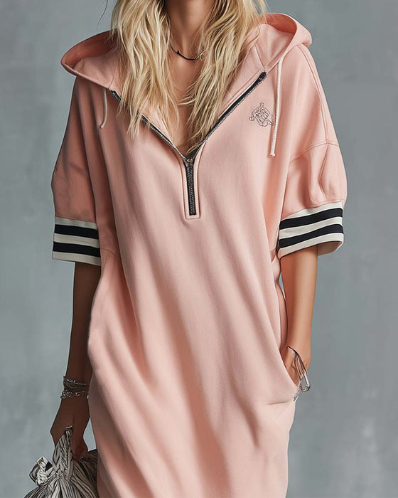 Klänning Kortärmad Kapuschong Hoodie