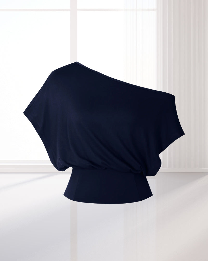 T-Shirt Asymmetrisk Fåll Åtsittande Fladdermus