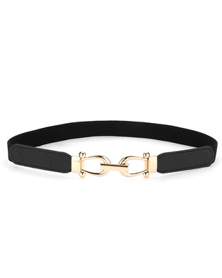 Kvinnor Stretch Midjebälte Retro Elastiskt Smalt Bälte För Damer Med Guldspänne
