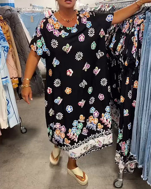 Klänning Oversize Tryckt Lös