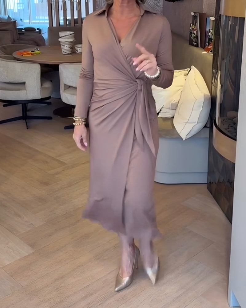 Klänning Snygg Enfärgad Midjeknäppning