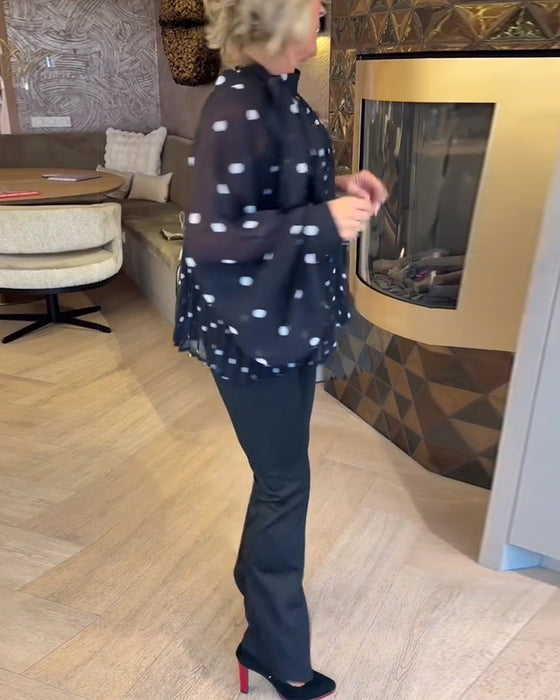 Långärmad Blus Med Ballongärmar Och Band