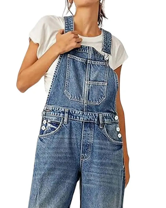 Jumpsuit Med Fickor Och Hängslen I Denim