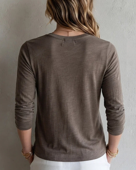T-Shirt Fåll Knyt Lång Ärm