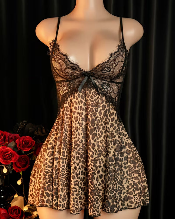 Lingerie Spagettiband Prickig Leopard Tryck