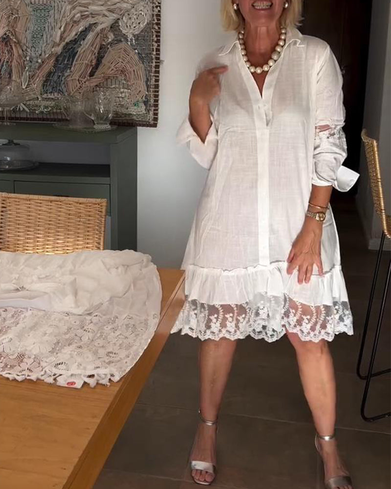 Skjortklänning Spetskantad Krage