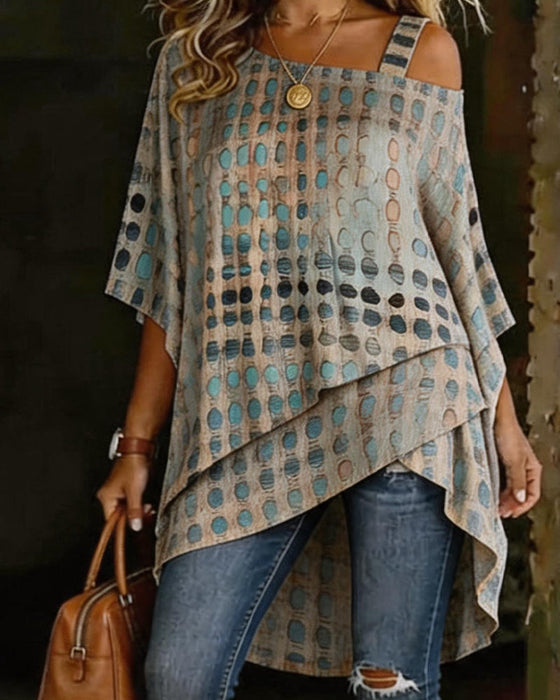 Blus Prickigt Print Enaxel Oregelbunden