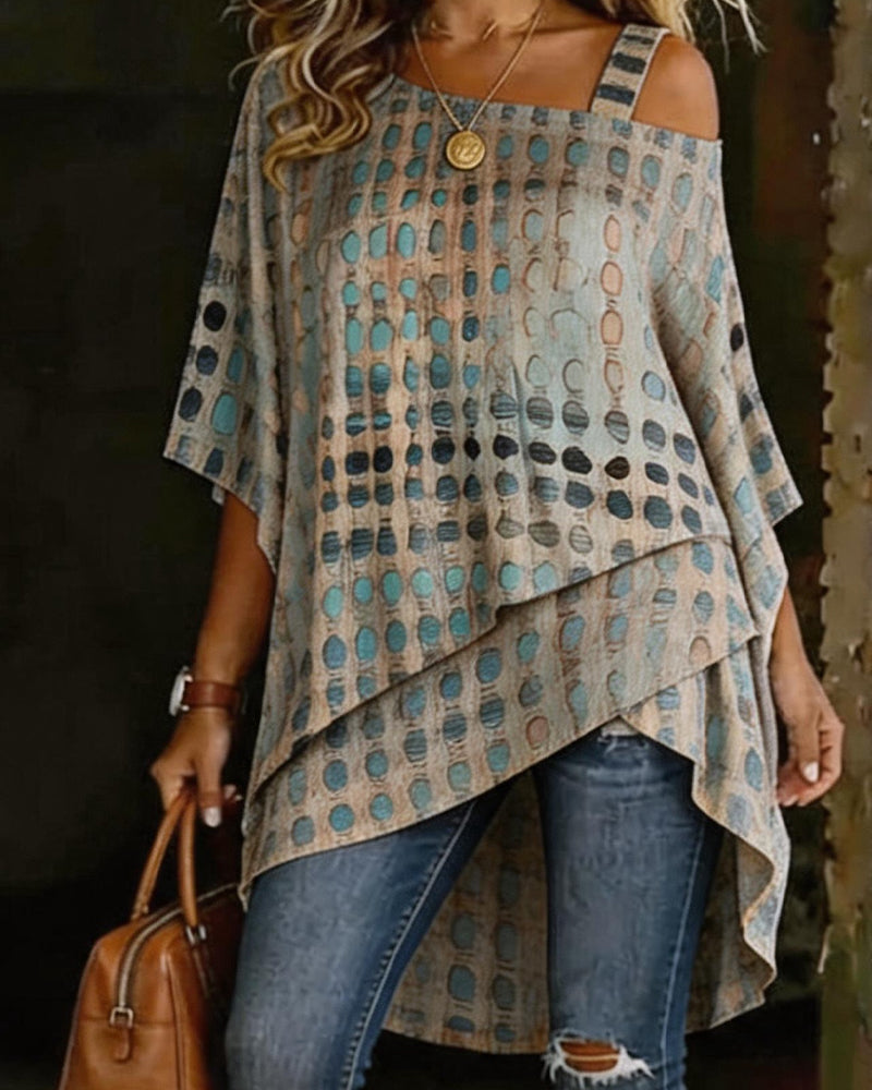 Blus Prickigt Print Enaxel Oregelbunden