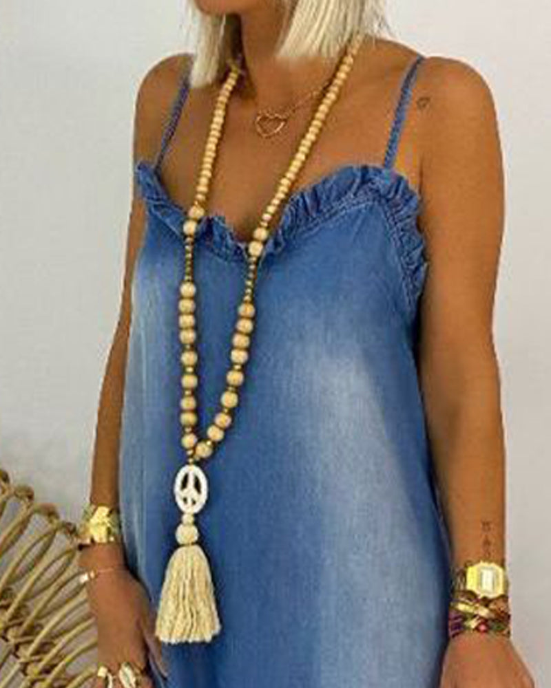 Långklänning Kamisol Rynkad Leopardprint Panel