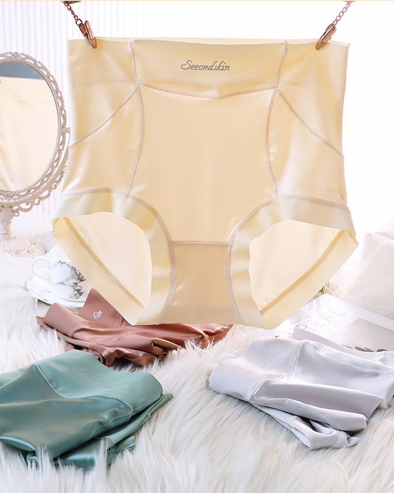 Kvinnors Höga Midja Is-Siden Satin Sömlösa Sexiga Trosor Med Lyft Och Magstöd