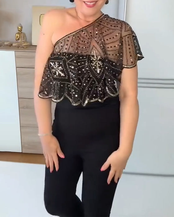 Sjal Vintage Spets med Pärlor