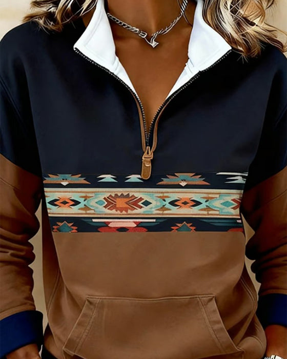 Tröja Med Ståkrage Och Färgblock