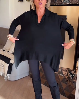 Oregelbunden Krage Långärmad Topp