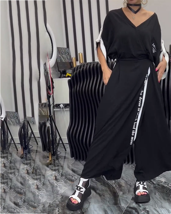 Kostym V-Ringad Oregelbunden Lösa Byxor