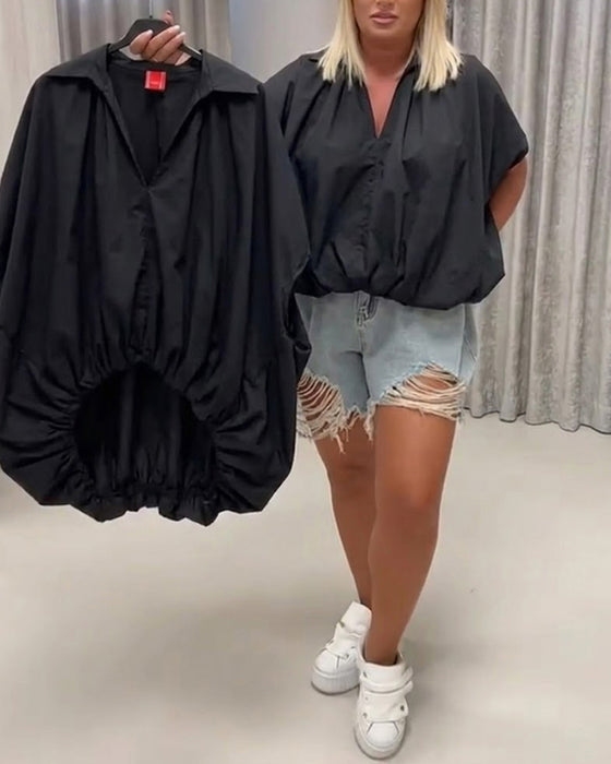 Blus Krage Loose Fit Fladdermusärm