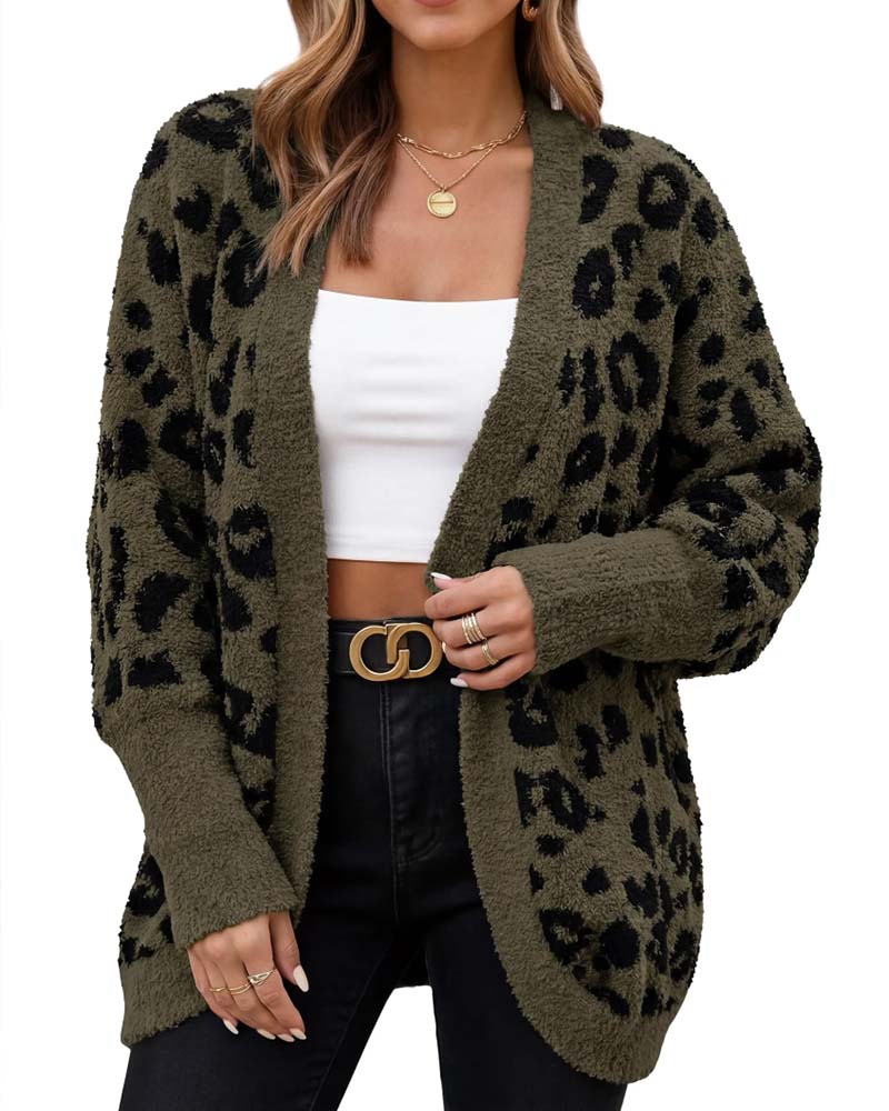 Kofta Lös Leopardmönster Långärmad