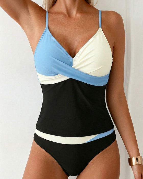Tankini Hög Midja Färgblock