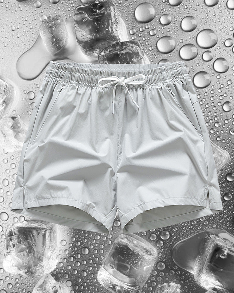 Shorts Män Elastisk Midja Ficka Snabbtorkande Is-Silke Sport