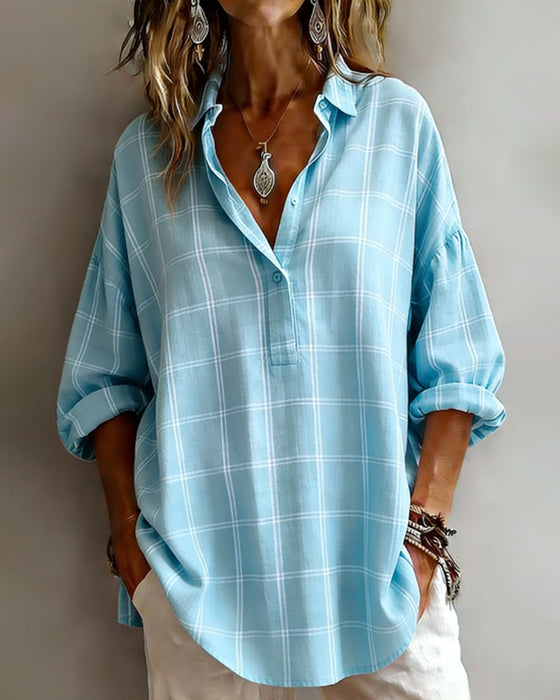 Skjorta Krageplagg Rutig Sofistikerad