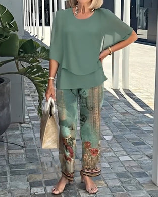 Set Fashion Tryckta Raka Byxor