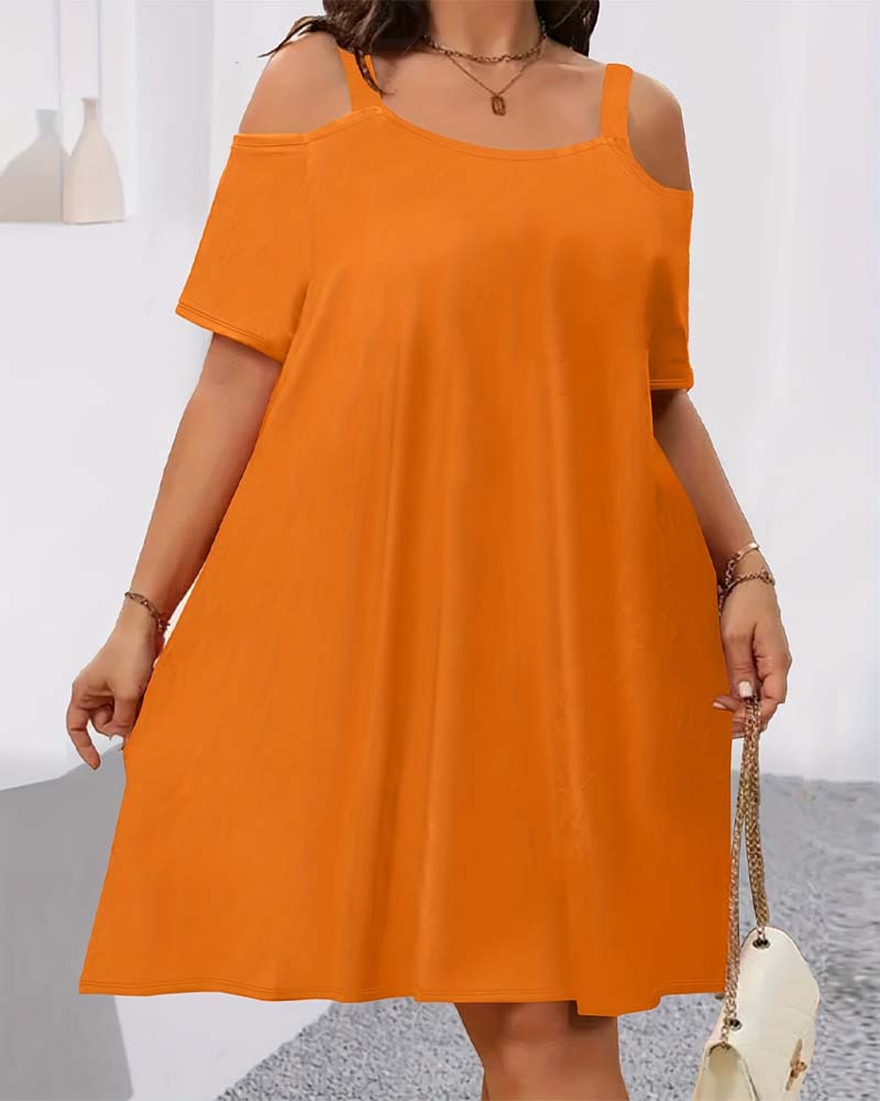 Klänning Enfärgad Off-Shoulder A-Linje